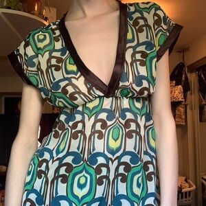 Vintage urban behaviours sheer peacock design babydoll y2k blouse top